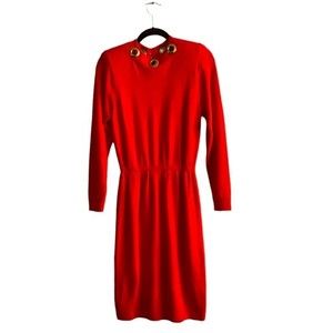 St John Red Vintage Sweater Dress Size 6
